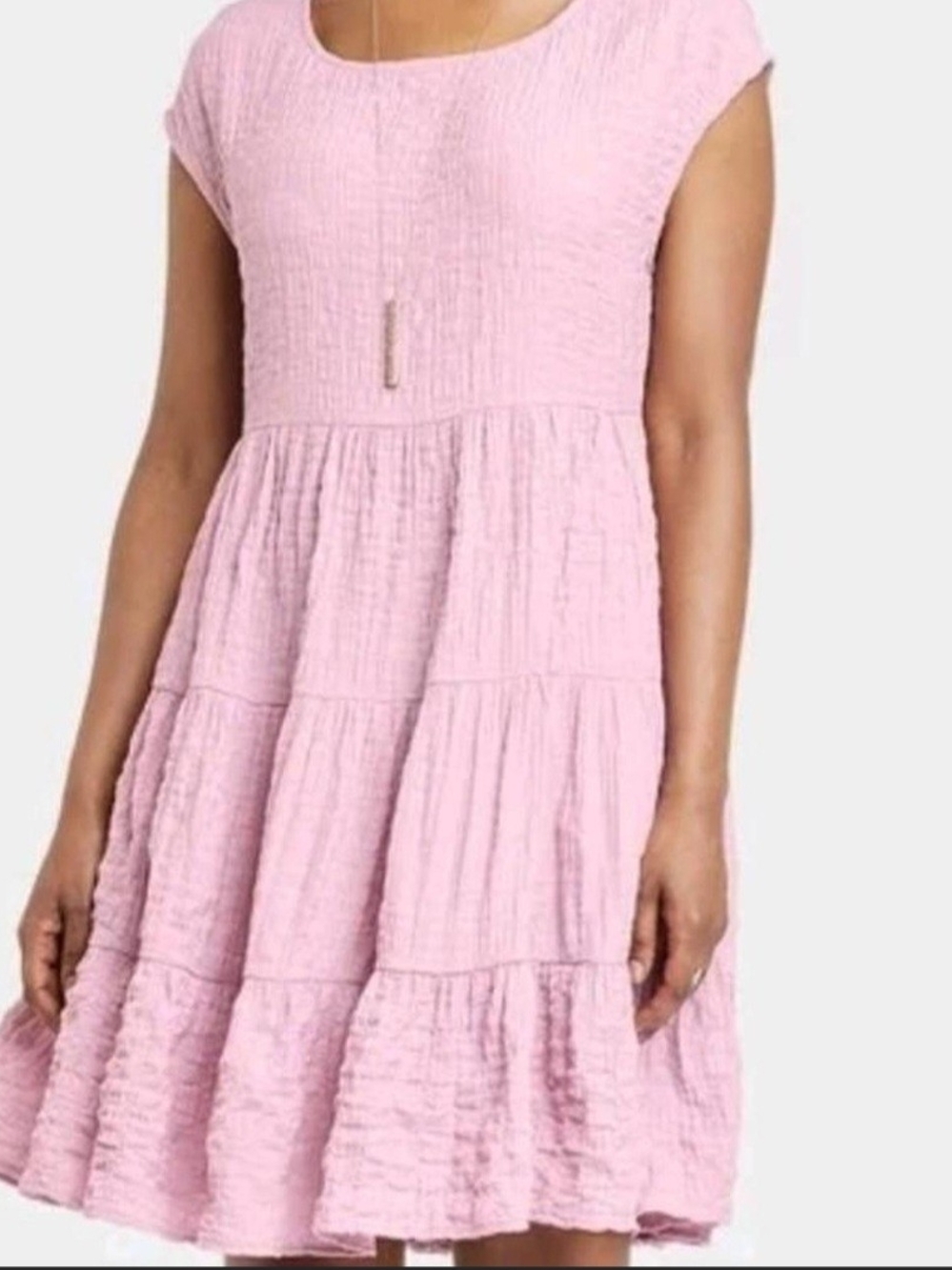 Knox Rose Light Blush Pink Tiered Mini Dress